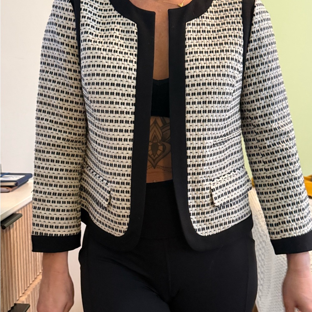 LOFT Monochrome Tweed Blazer